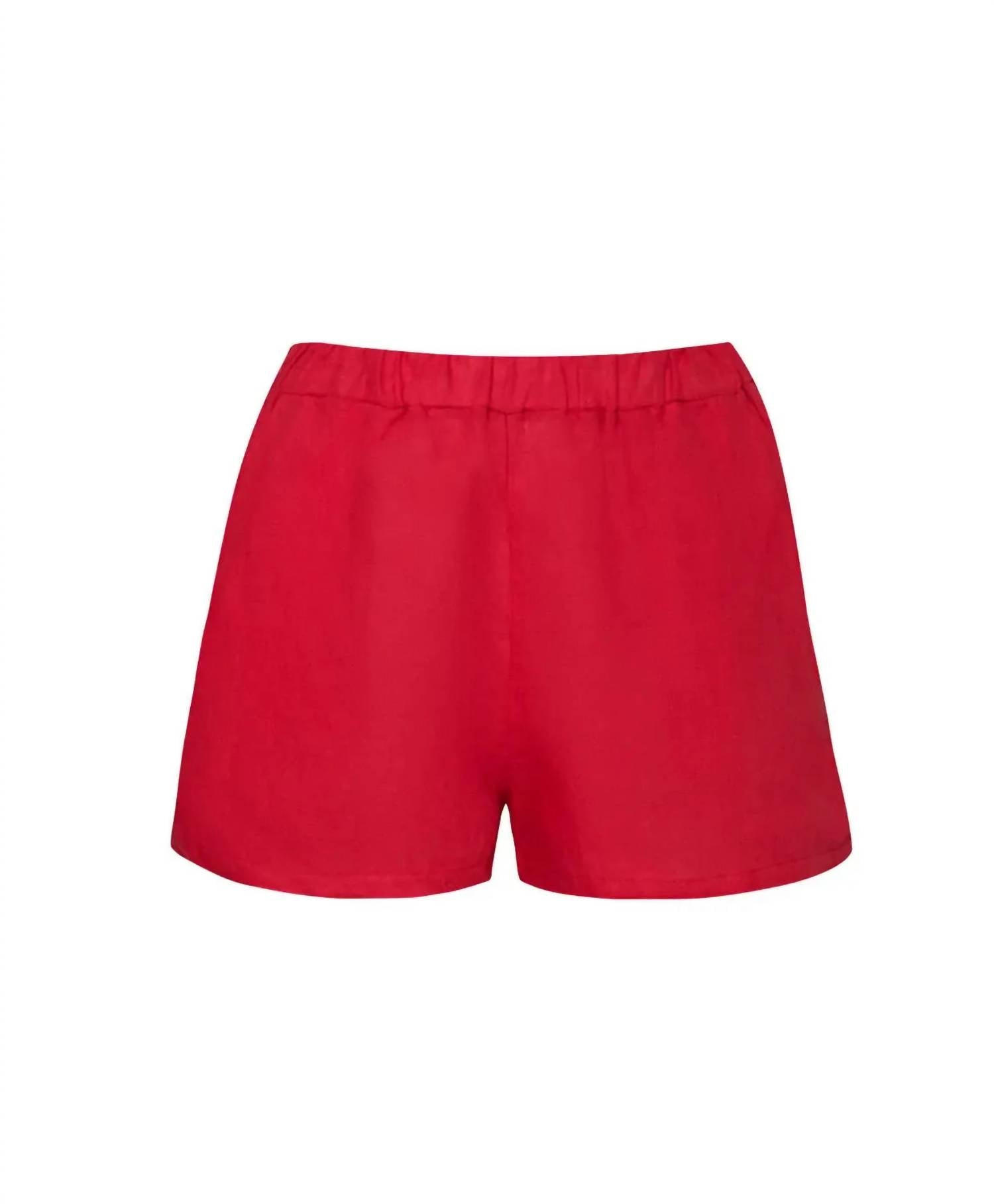PQ Swim Linen Pull-on Shorts in hot pink - women's shorts - alternate view
