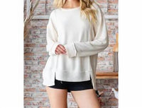 7Th Ray - Exposed Stitch Pullover Top