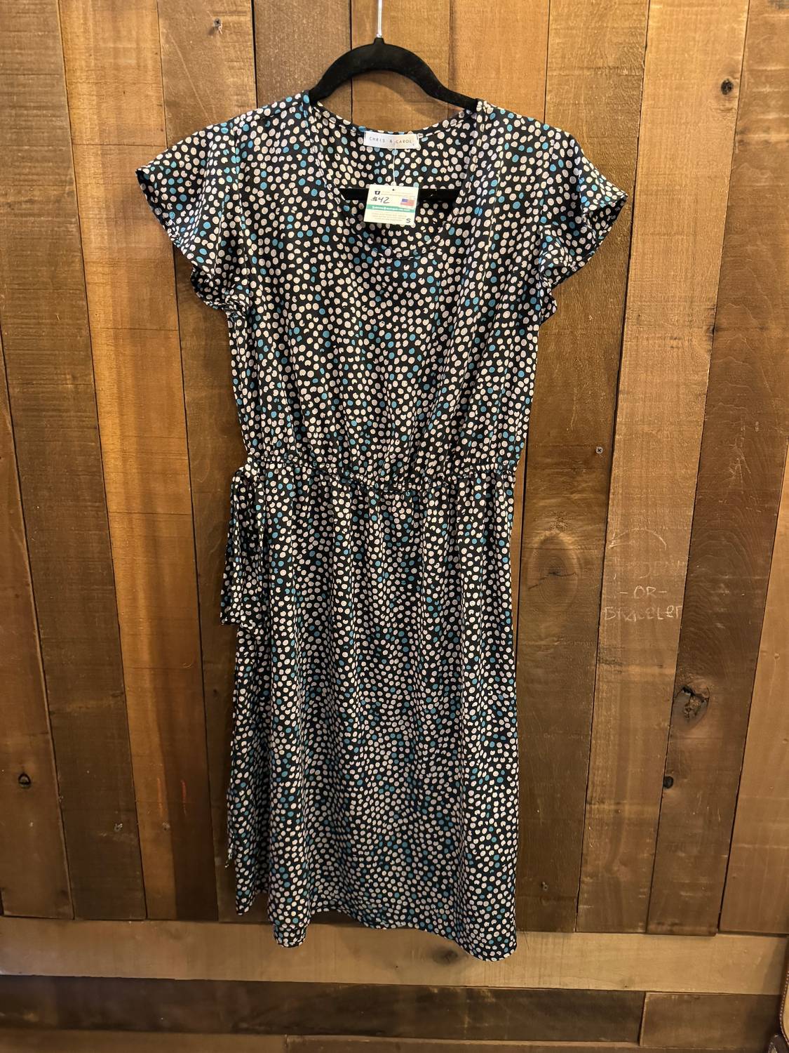 CHRIS & CAROL Ditsy Dot Print Mini Dress in blue - women's dress - alternate view