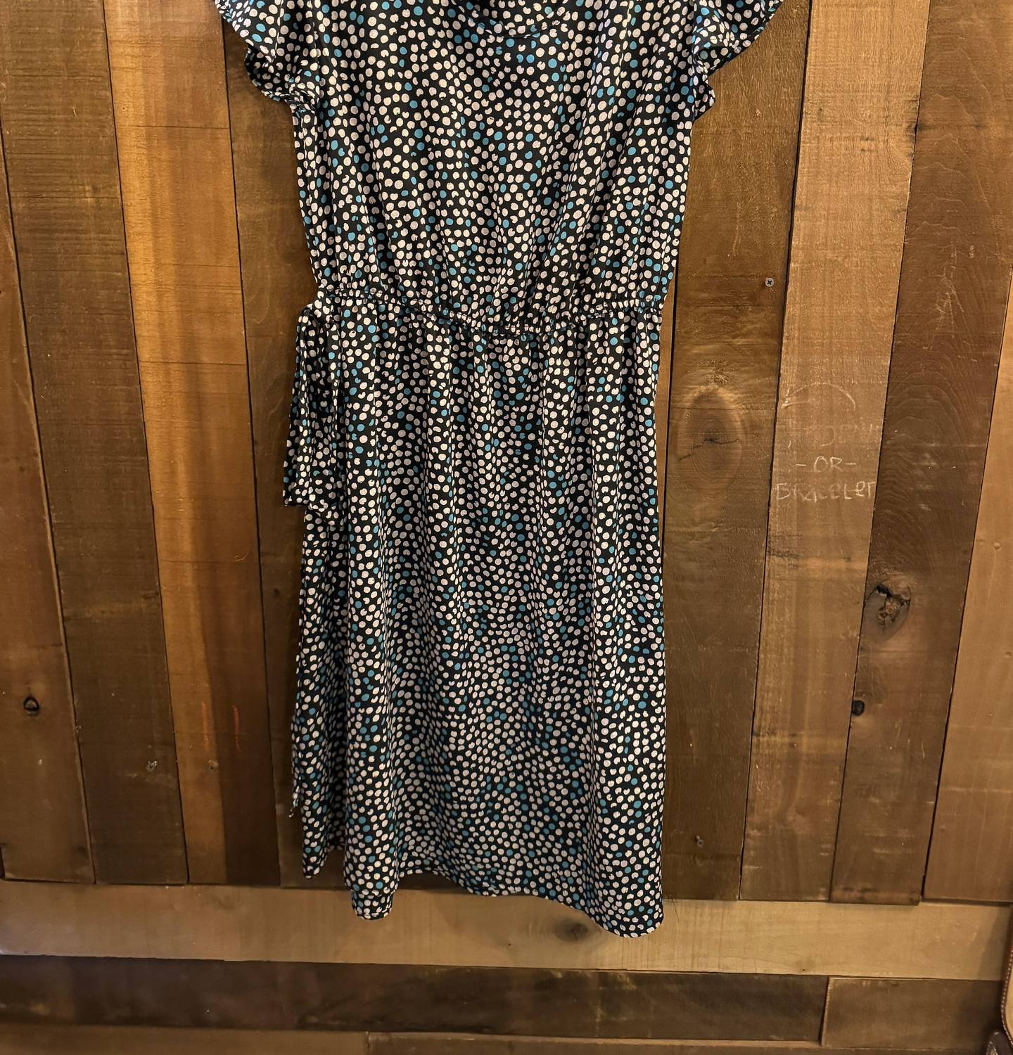 CHRIS & CAROL Ditsy Dot Print Mini Dress in blue - women's dress - detail view