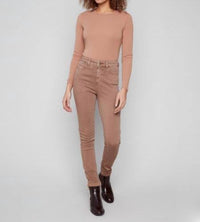 CHARLIE B Cuffed Hem Twill Jeans in truffle - women's jeans