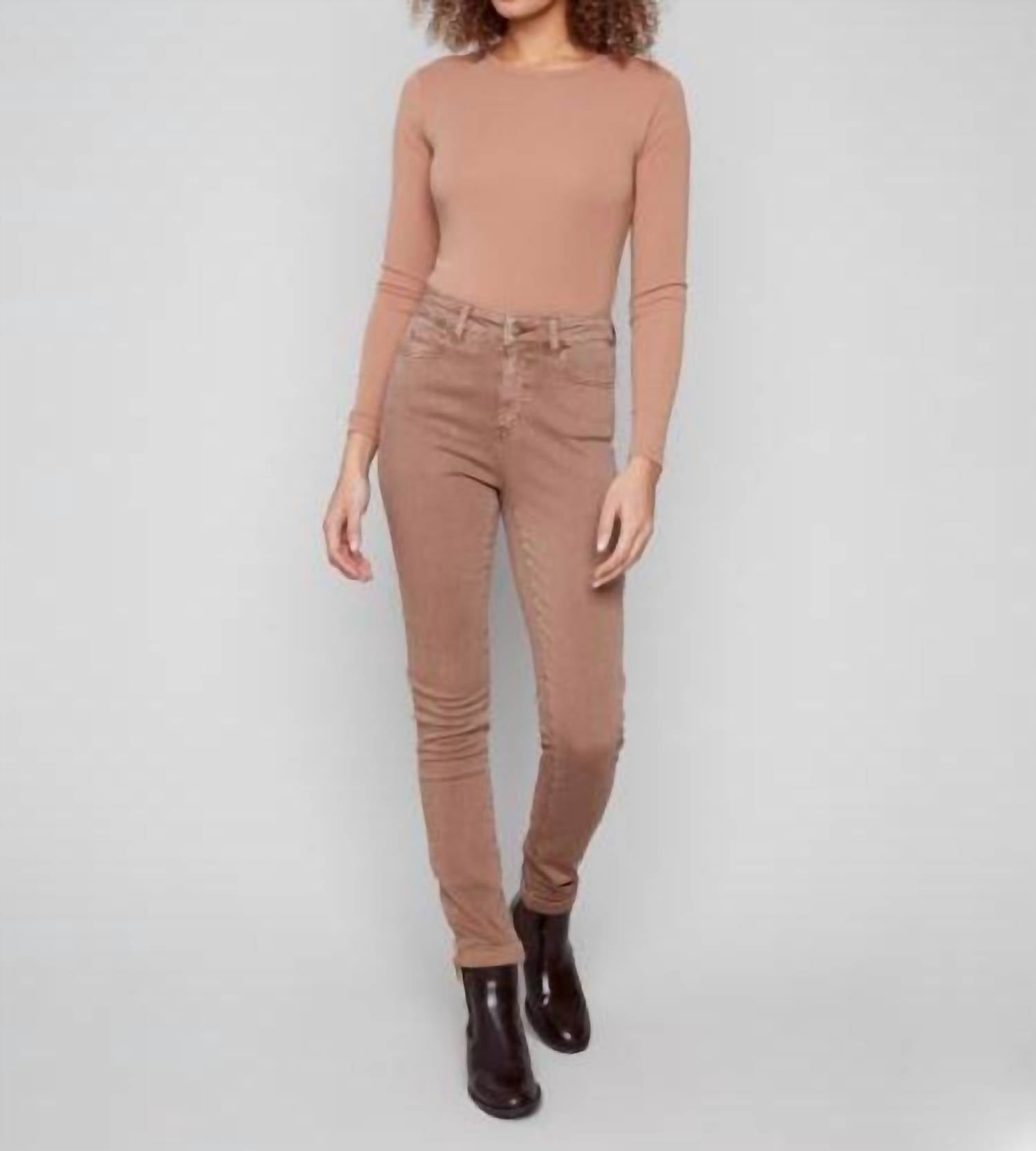 CHARLIE B Cuffed Hem Twill Jeans in truffle - women's jeans