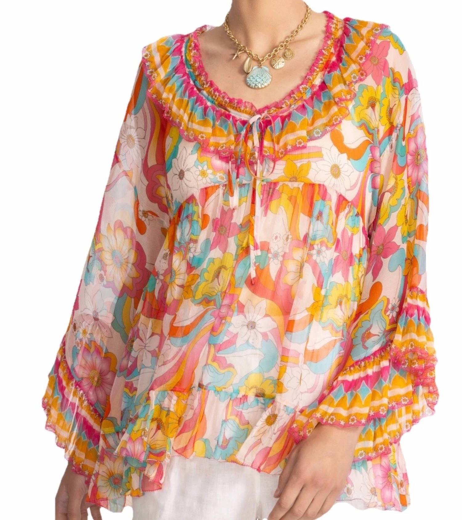 Johnny Was - Ruffle Tie Blouse