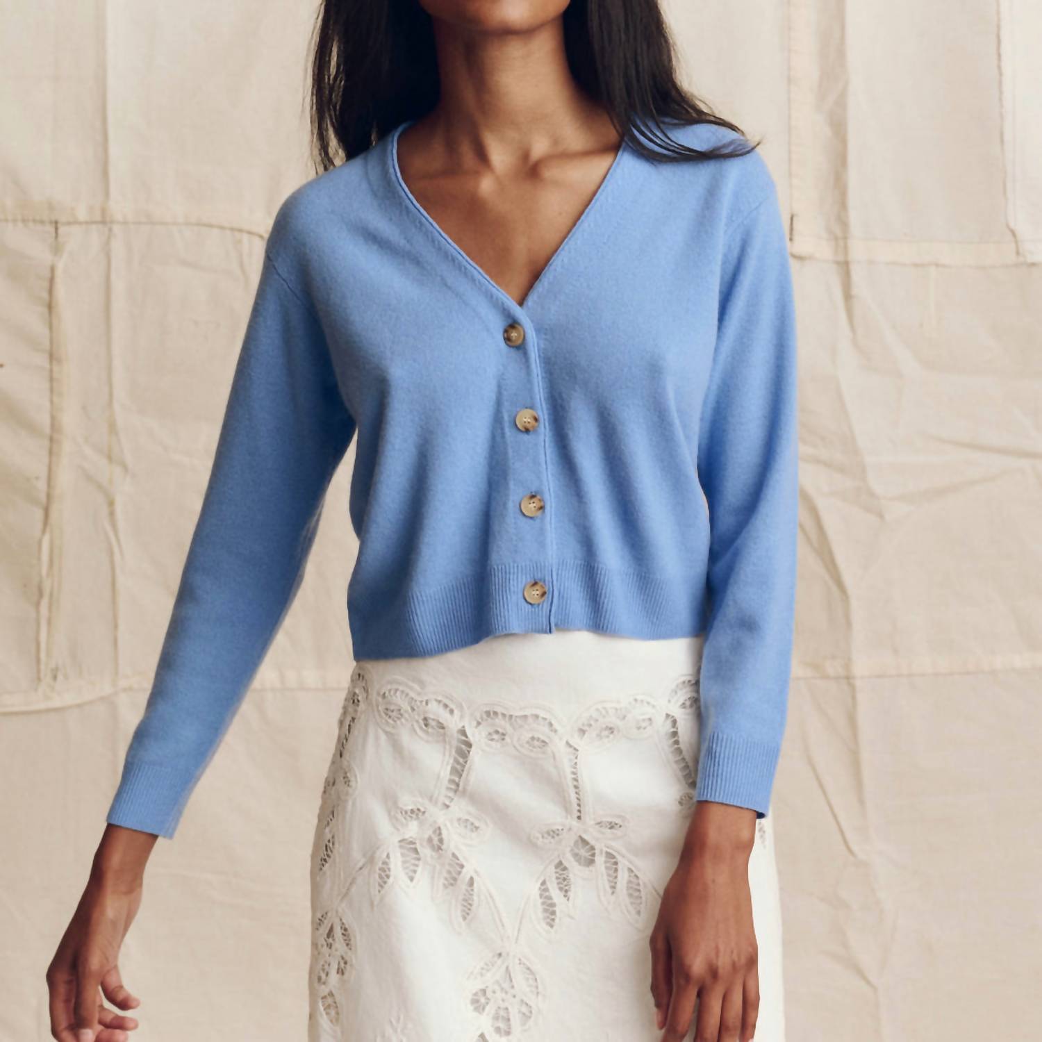 The Great. - Cashmere Tiny V Neck Cardi Top