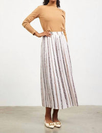 Skies Are Blue - Evelyn Chain Print Pleated Midi Skirt