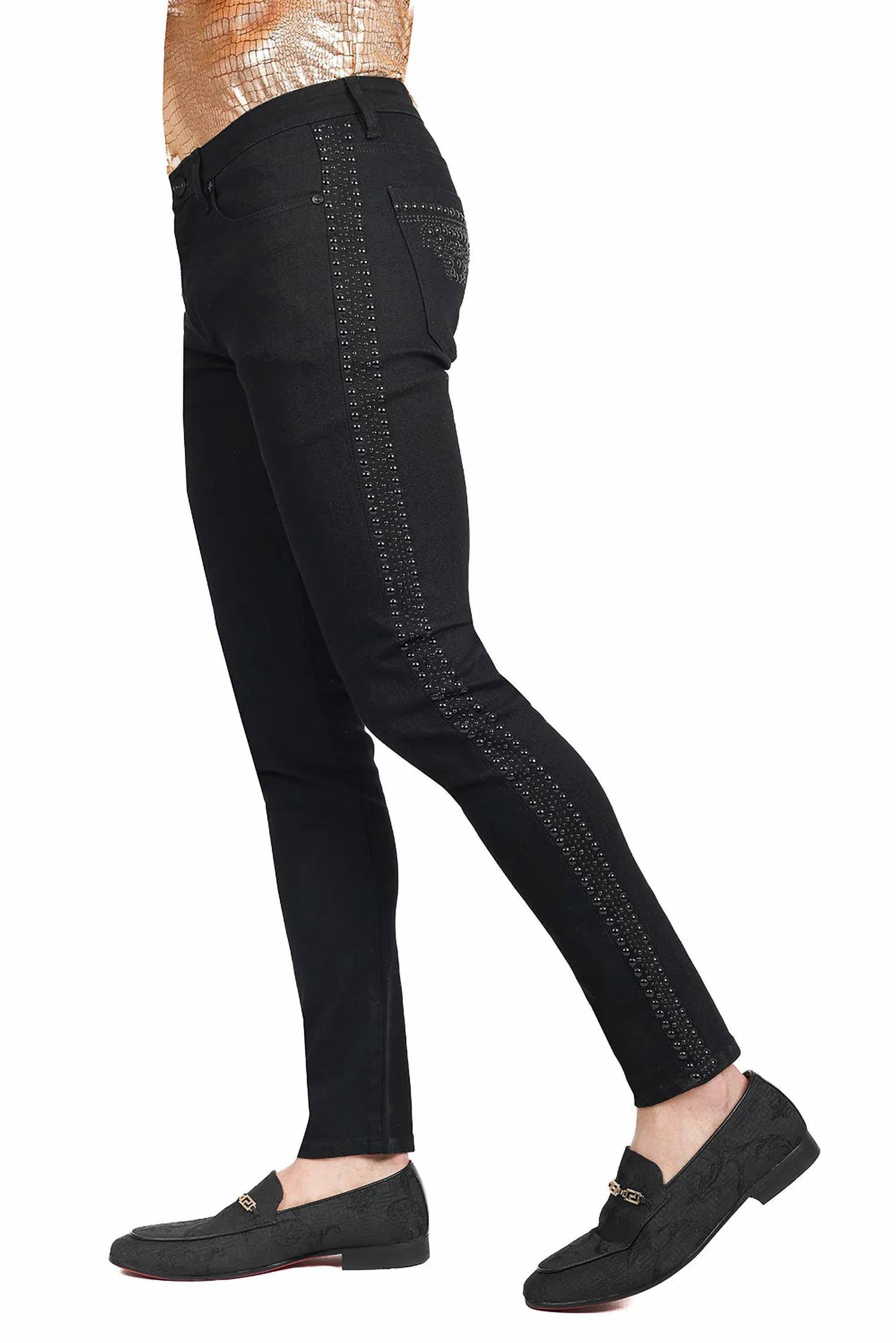 Barabas - Bad Boy Studded Slim Fit Jeans
