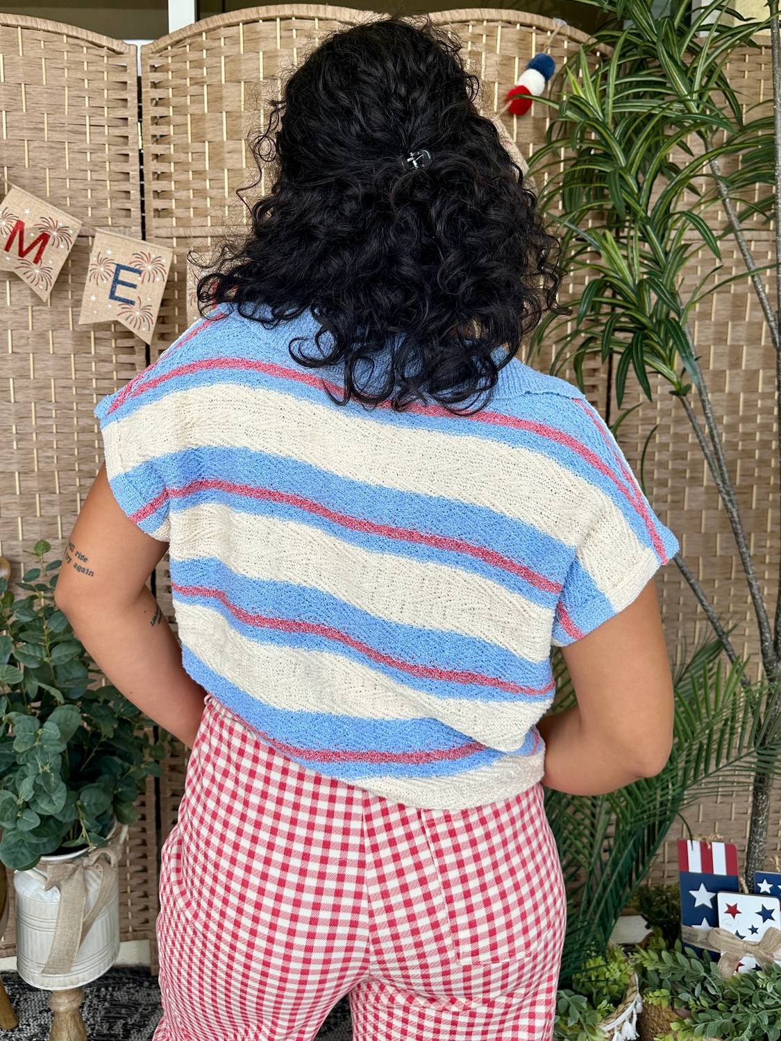 Peach Love - Island Vibes Striped Sweater Top