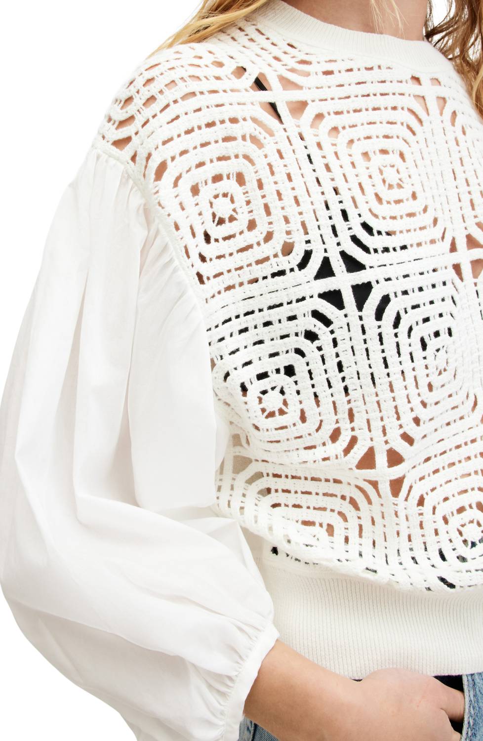 Allsaints - Sol Mixed Media Lace Top