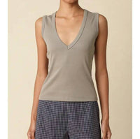 Olivaceous - Kendall V-neck Fitted Tank Top
