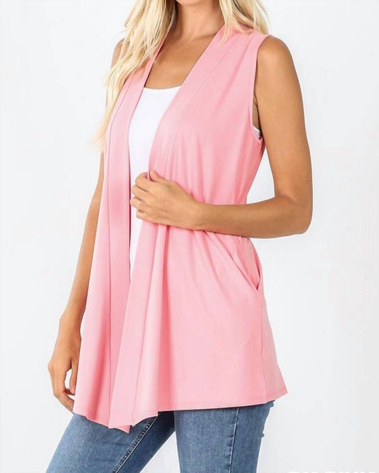 Zenana - Open-Front Sleeveless Cardigan