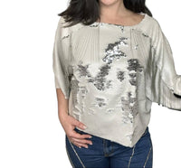 VOCAL APPAREL Dolman Sleeve Top in silver - women's blouse