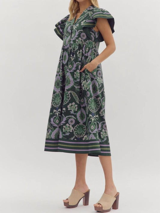 Entro - Vine And Violet Midi Dress