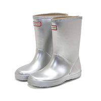 HUNTER Boys First Classic Metallic Rain Boots in silver - kids' shoe