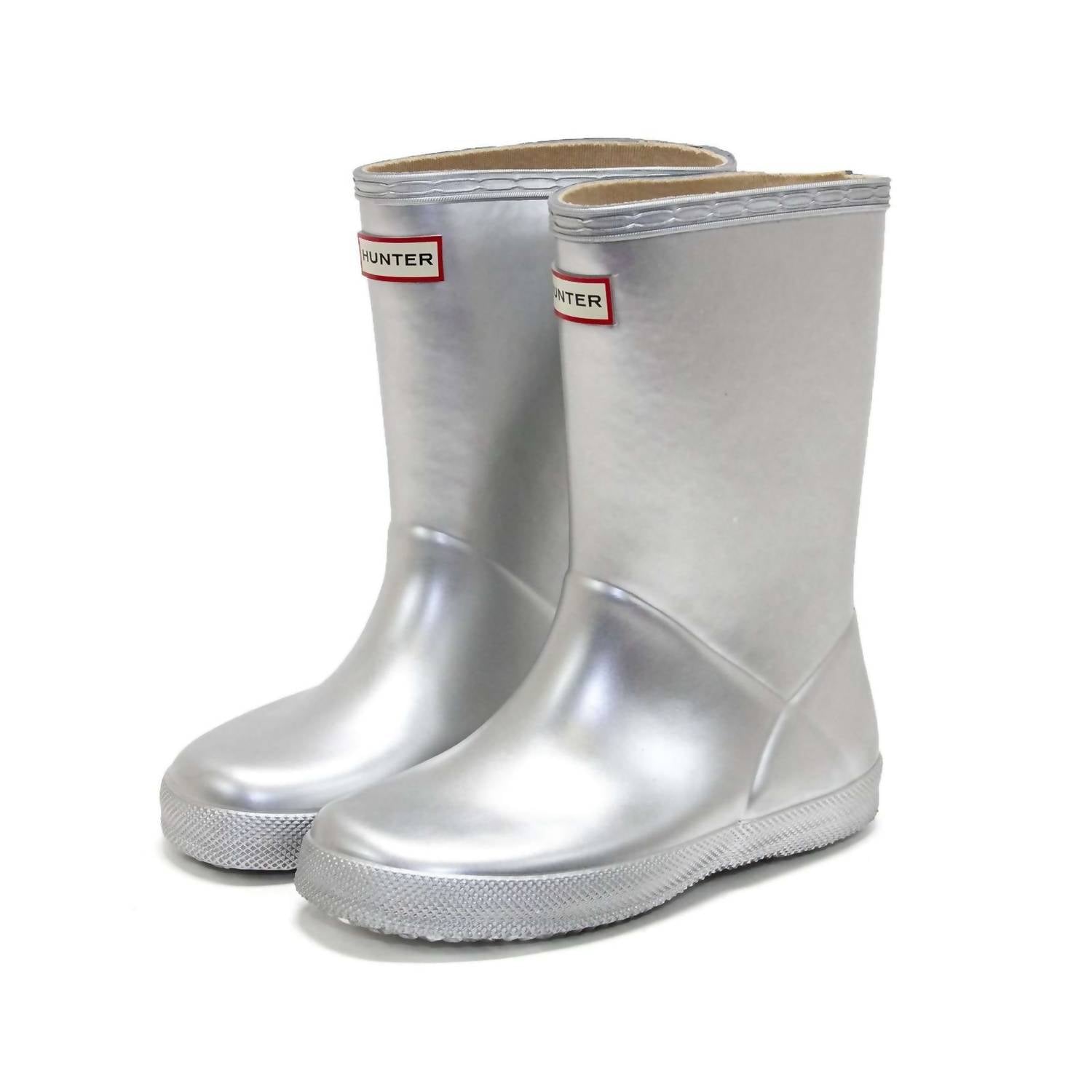 HUNTER Boys First Classic Metallic Rain Boots in silver - kids' shoe