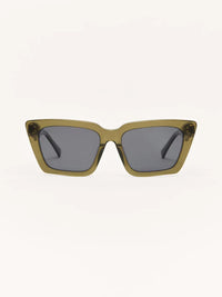 Z Supply Eyewear Women's Feel Good Sunglasses in moss grey polarized - women's accessory - detail view