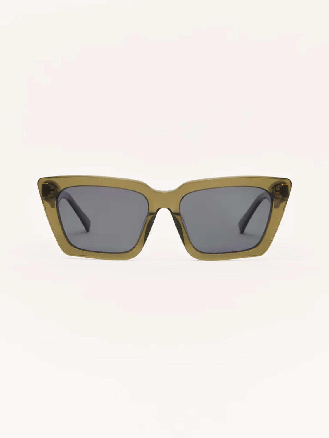 Z Supply Eyewear Women's Feel Good Sunglasses in moss grey polarized - women's accessory - detail view