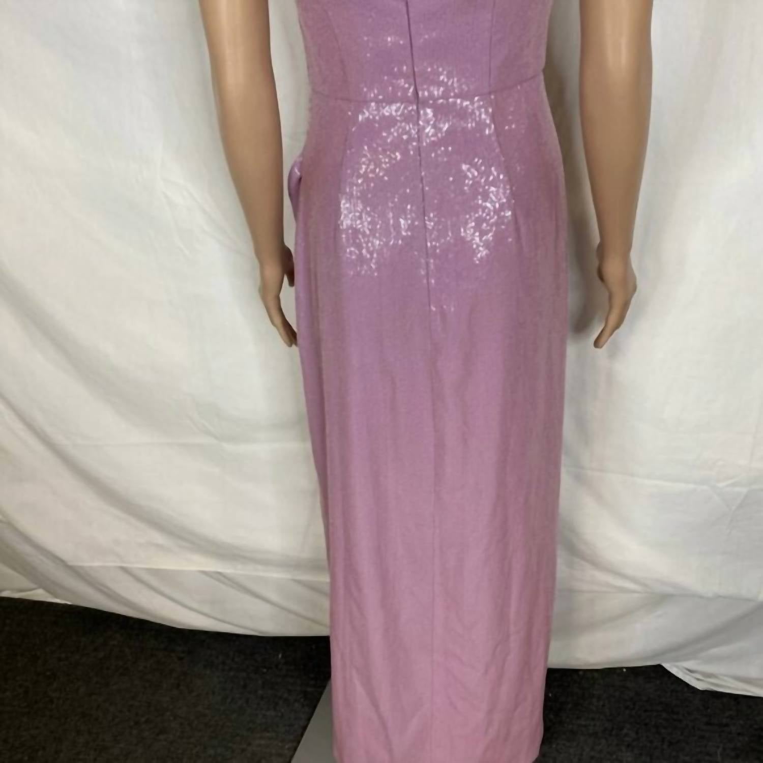 HALSTON HERITAGE Women’s Mona Shimmer Ruched Midi Dress in purple - women's dress - view 5