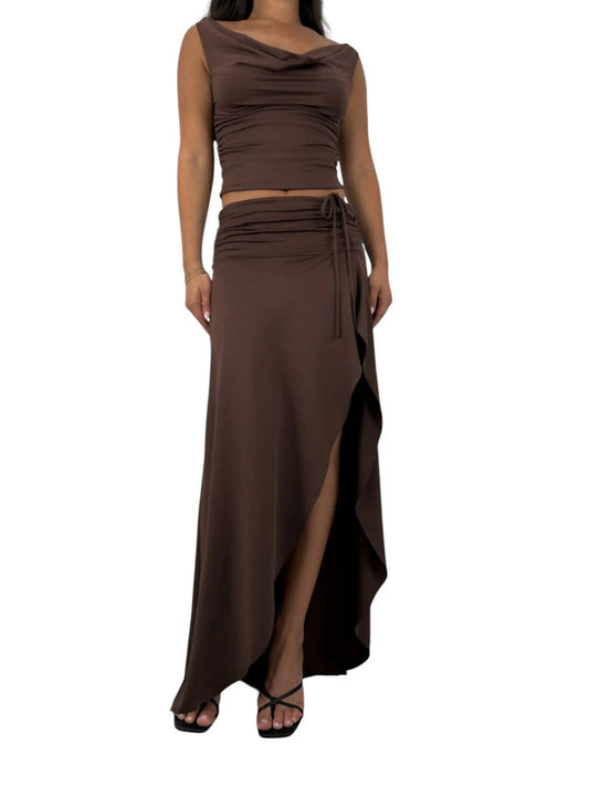 Nia - Asymmetrical Ruched Midi Skirt