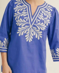 Jodifl - Embroidered Side Slit Tunic Top