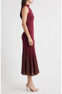 Moon River - MOCK NECK PLEATED MIDI DRESS