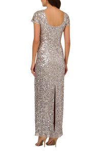 Adrianna Papell - Sequin Embellishment Crew Neck Dress