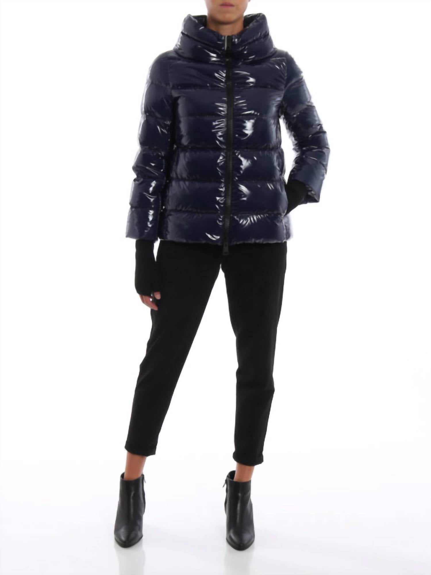 Herno Patent Puffer Jacket in blue - women's jacket - view 4
