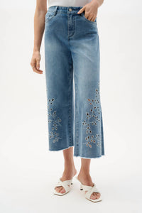 Joseph Ribkoff - Embroidery Wide Leg Crop Jeans
