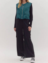 Entro - Solid sleeveless zip-up vest