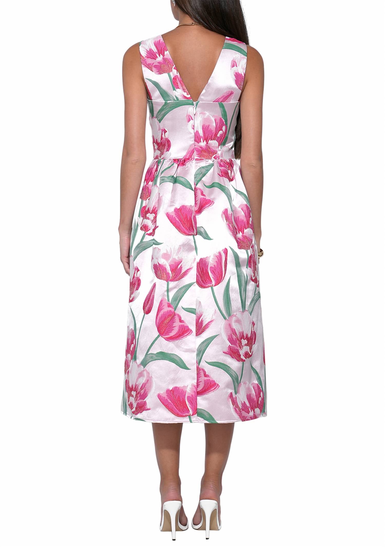 Adelyn Rae - Amira Sweetheart Flower Jacquard Midi Dress