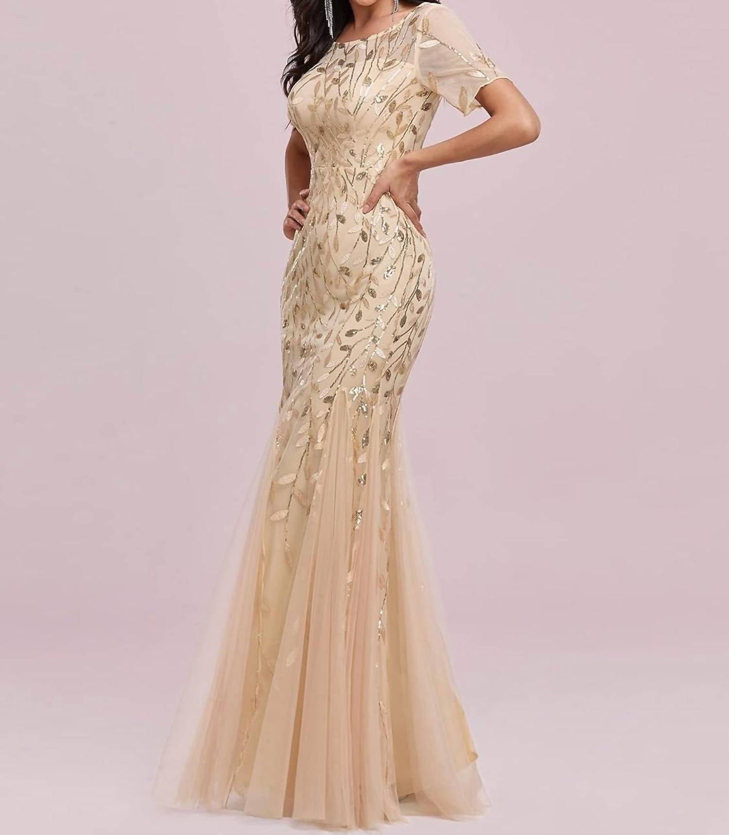 Ever-Pretty - Embroidered Sequin Mermaid Dress