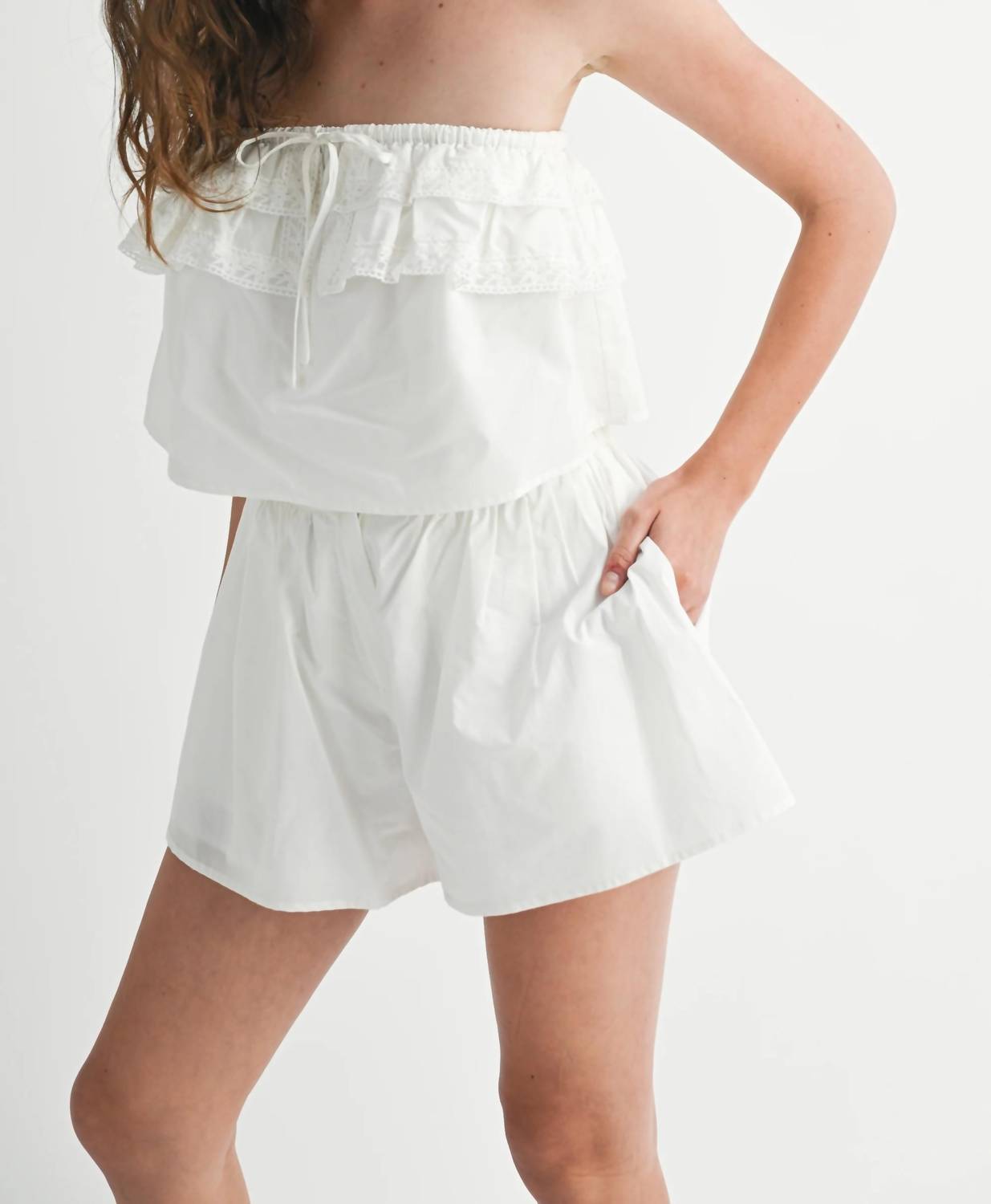 Mable - Mary Catherine Ruffle Lace Top & Shorts Set