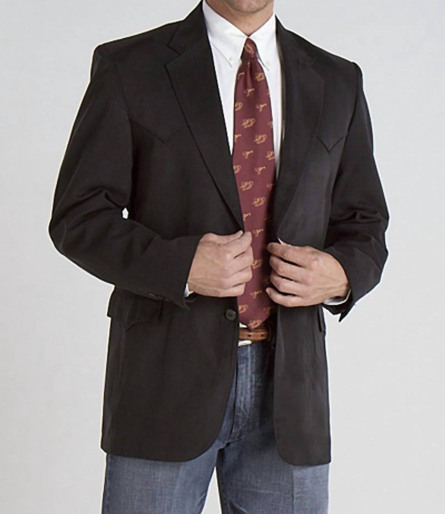 Circle S Men's Houston Solid Micro-suede Suit Jacket in black - men's jacket