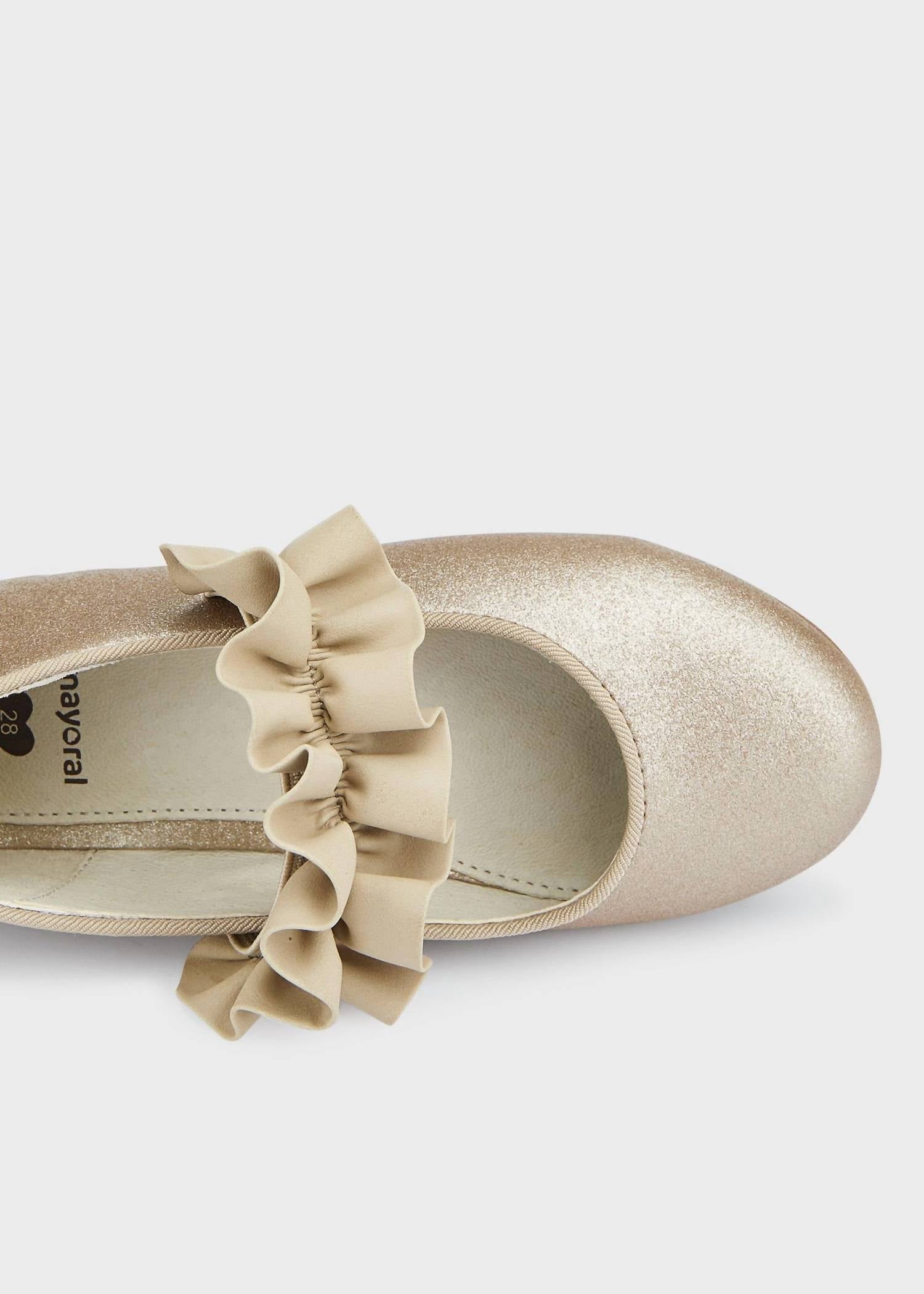 Mayoral - Kid's Metallic Peplum Strap Flat