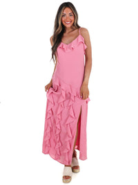 In February - Hint Of Allure Ruffle Maxi Dress