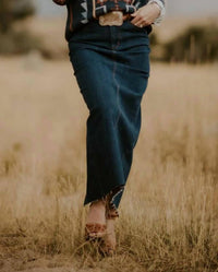 Tribal - High Back Slit Maxi Skirt