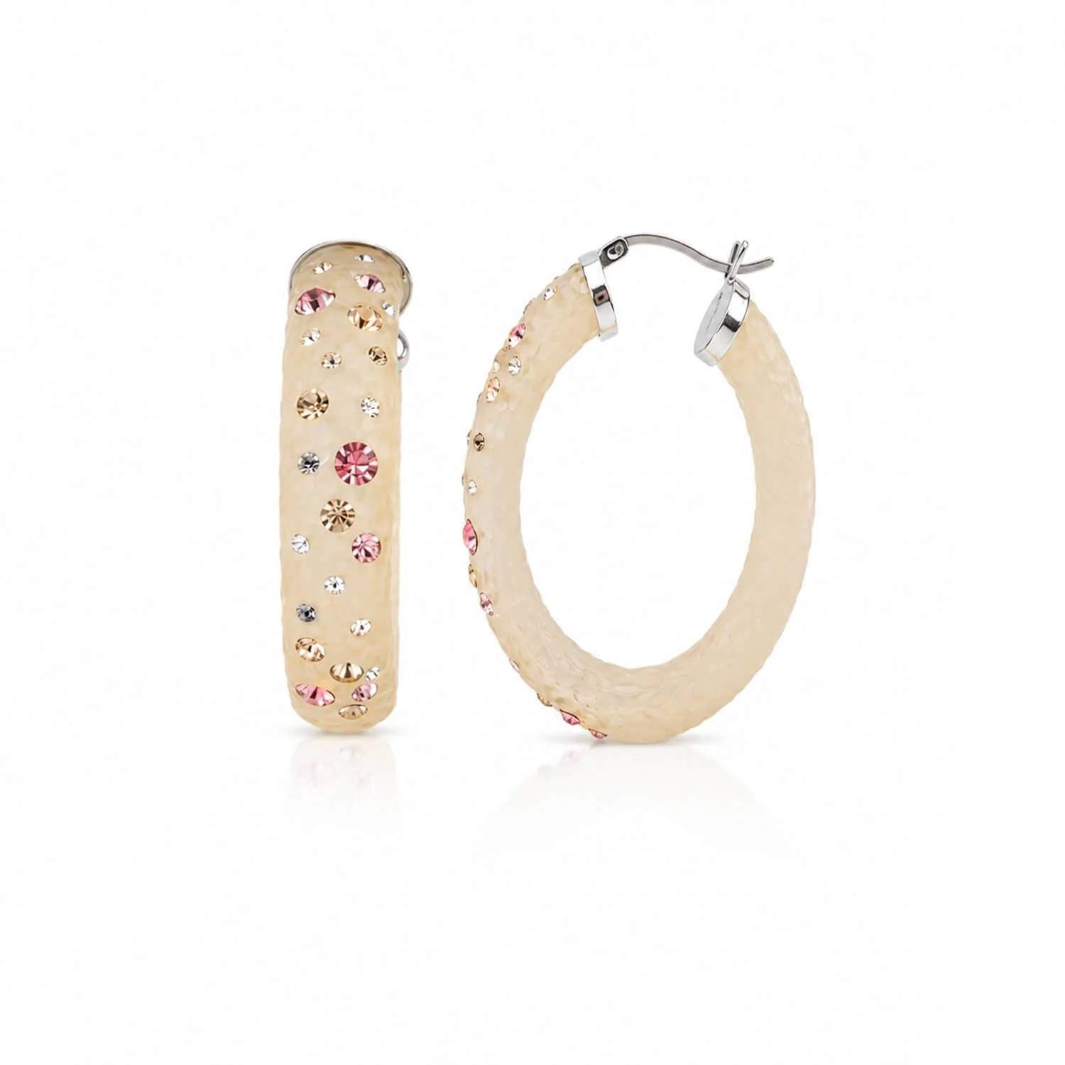 Gold & Honey - Women's Large Oval Confetti Hoop Earrings