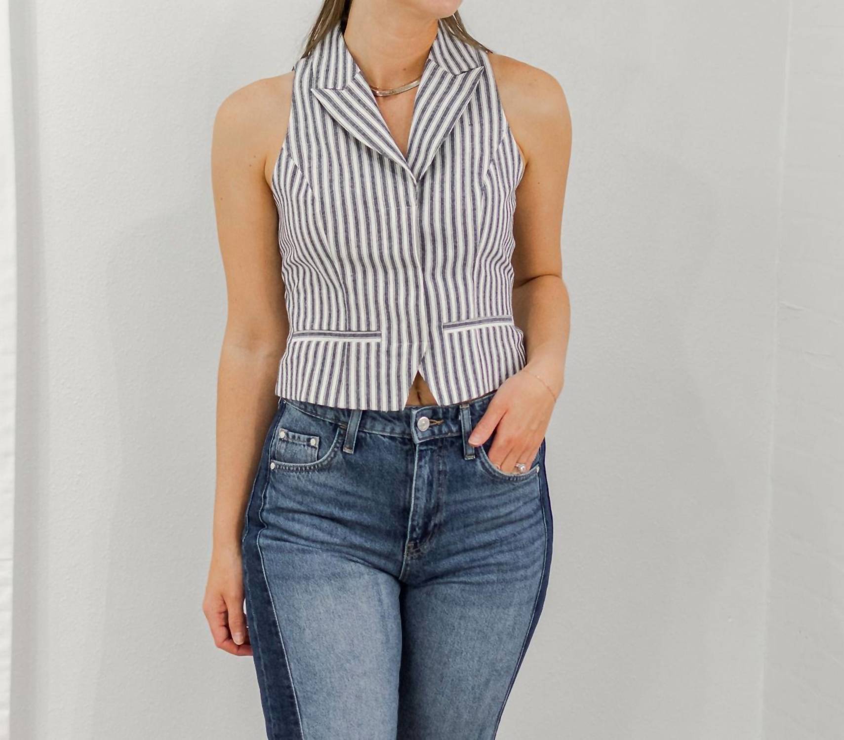 Greylin - Hellen Stripe Halter Vest Top