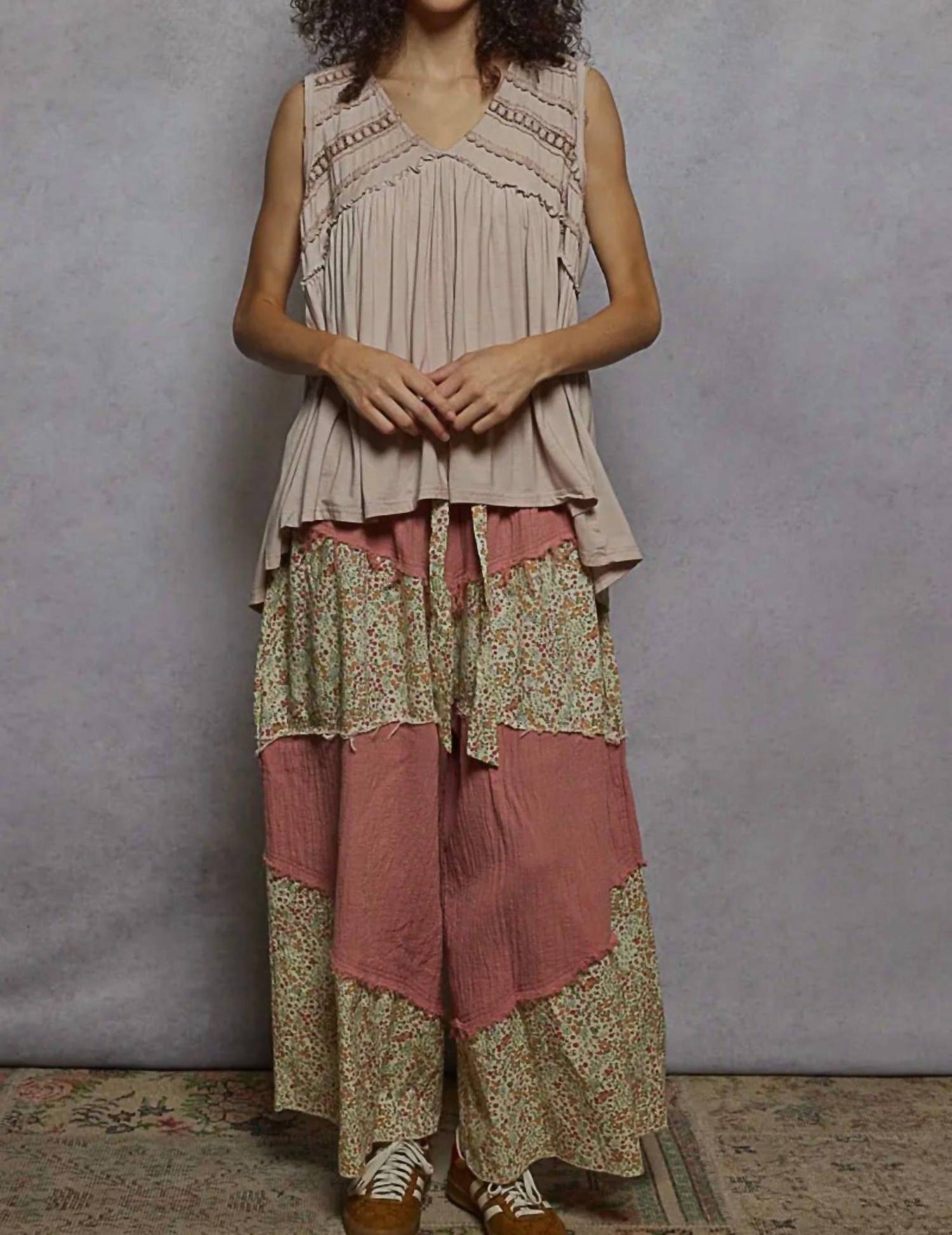 POL Loose Fit Babydoll Top in light pink - women's blouse - alternate view