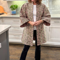 Caryn Lawn - Jacquard Floral Open Front Car Coat