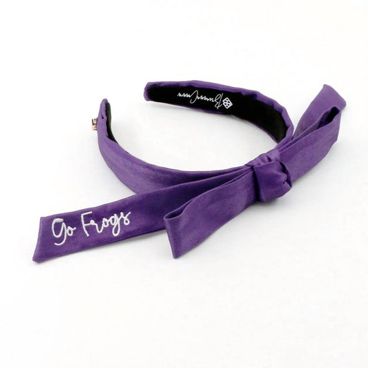 Brianna Cannon - Women's Go Frogs Embroidered Thin Purple Bow Headband