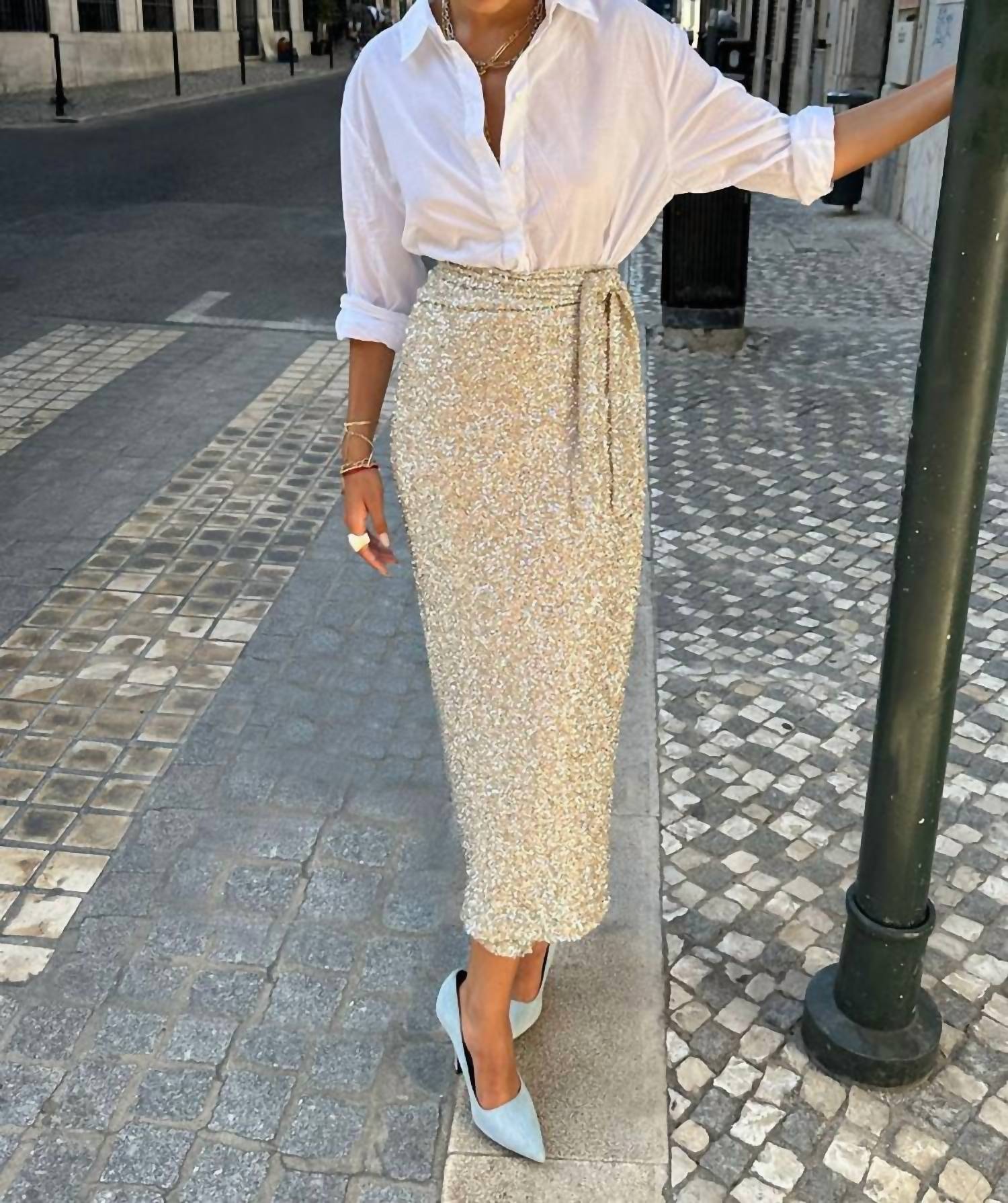 Never Fully Dressed - SEQUIN MAXI WRAP JASPRE SKIRT