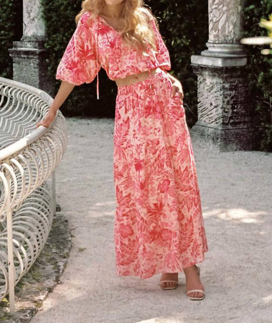 Elan - Ibiza Voile Leaf Print Maxi Skirt