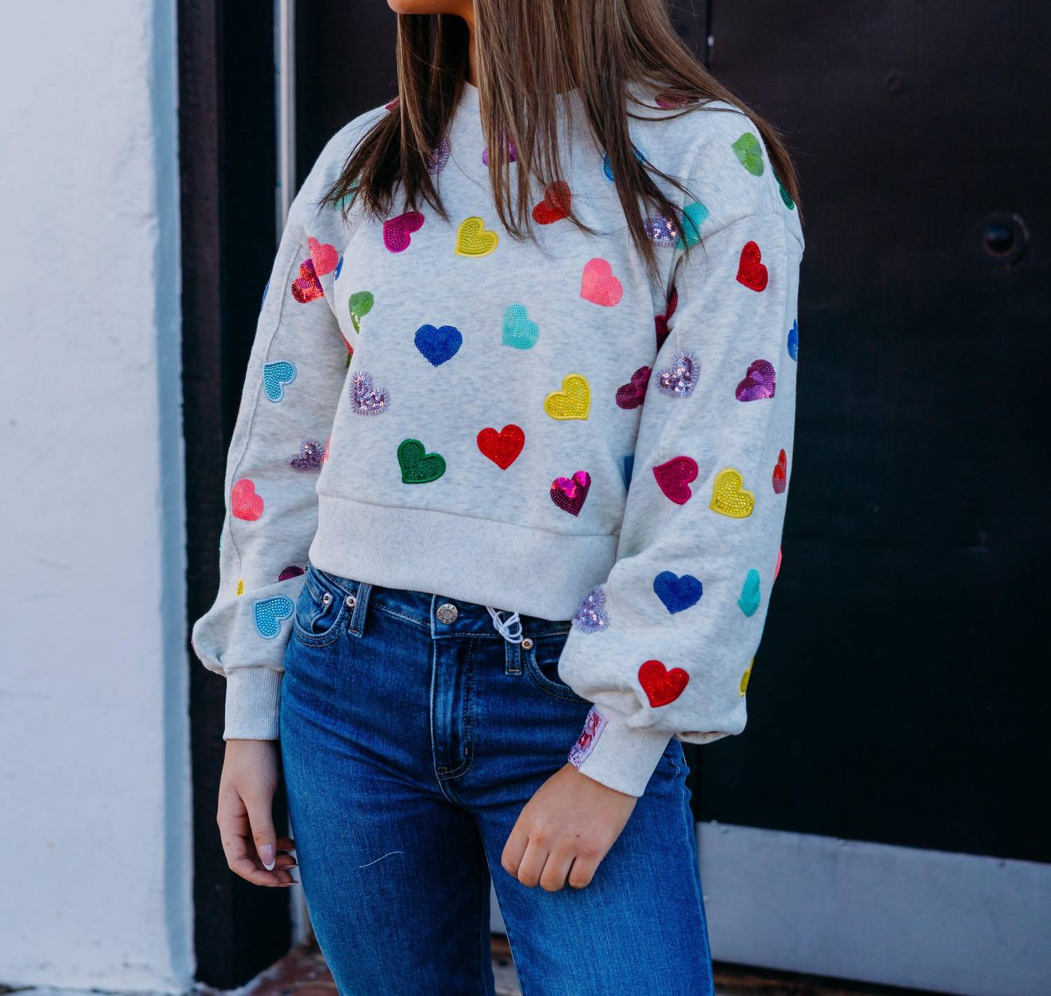 Queen Of Sparkles - Rhinestone Heart Sweatshirt