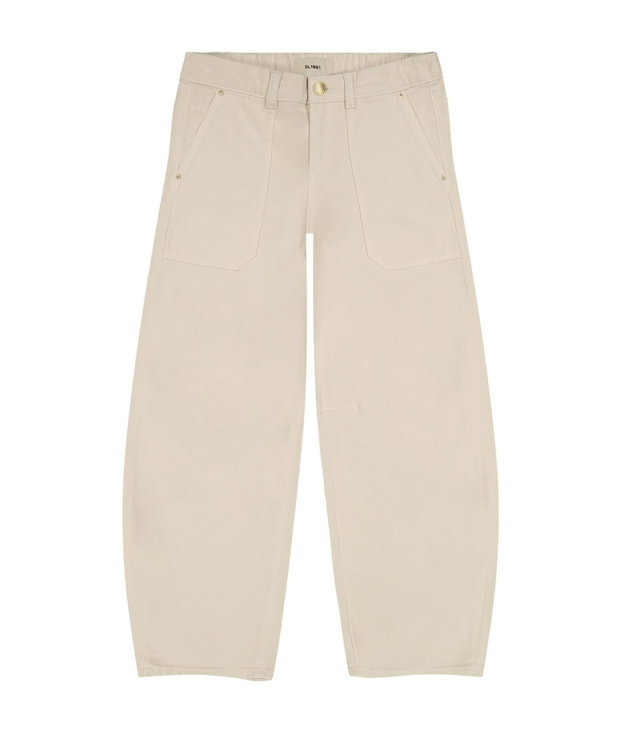 DL1961 - Kids' Lilia Flax Pull On Barrel Leg Jeans in ivory - kids' leggings - detail view