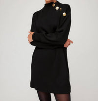 Fifteen Twenty Brenna Mock Neck Dress in black 1 - women's dress