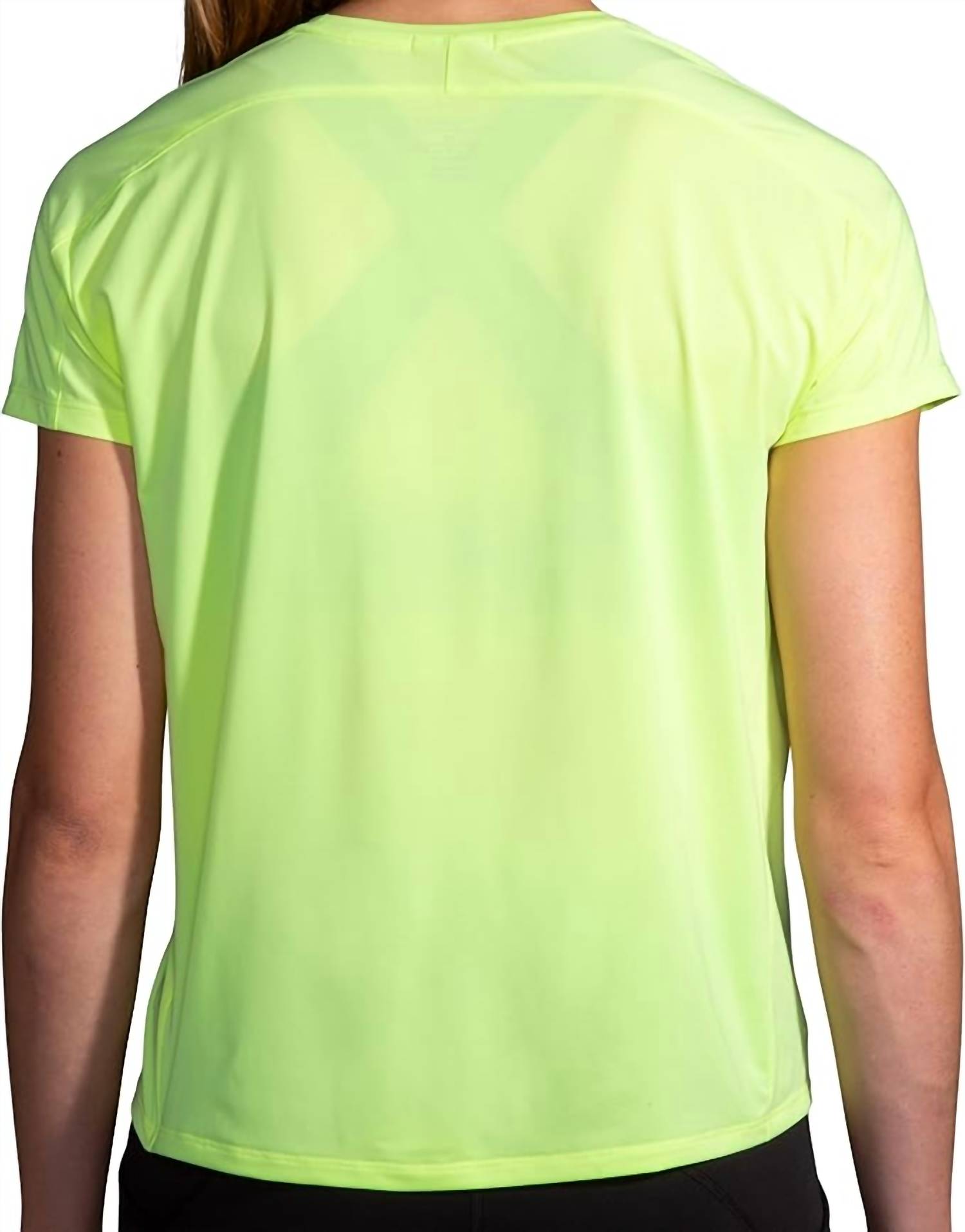 BROOKS Sprint Free Short Sleeve Tee in lime elevate - women's t-shirt - detail view