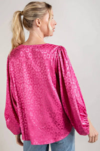 Ee:Some - Madison Satin Animal Print Blouse
