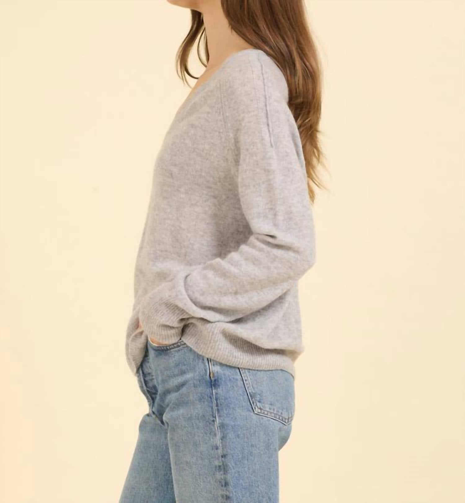 One Grey Day - Sloane Cashmere V Neck Sweater