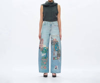 Bayeas - Transfer Print Barrel Jeans