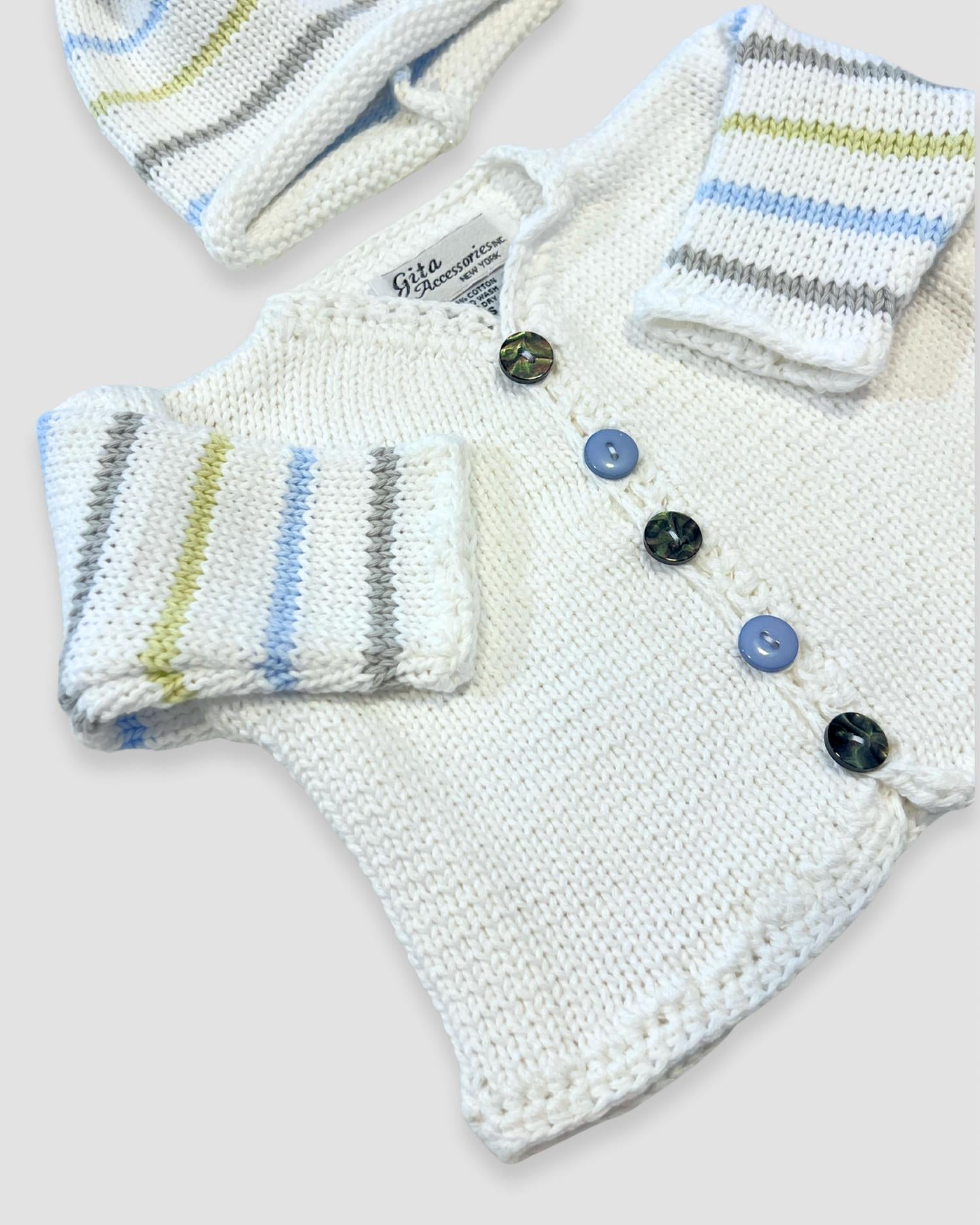 Gita - Boy's 2pc Pastel Stripe Sweater With Hat